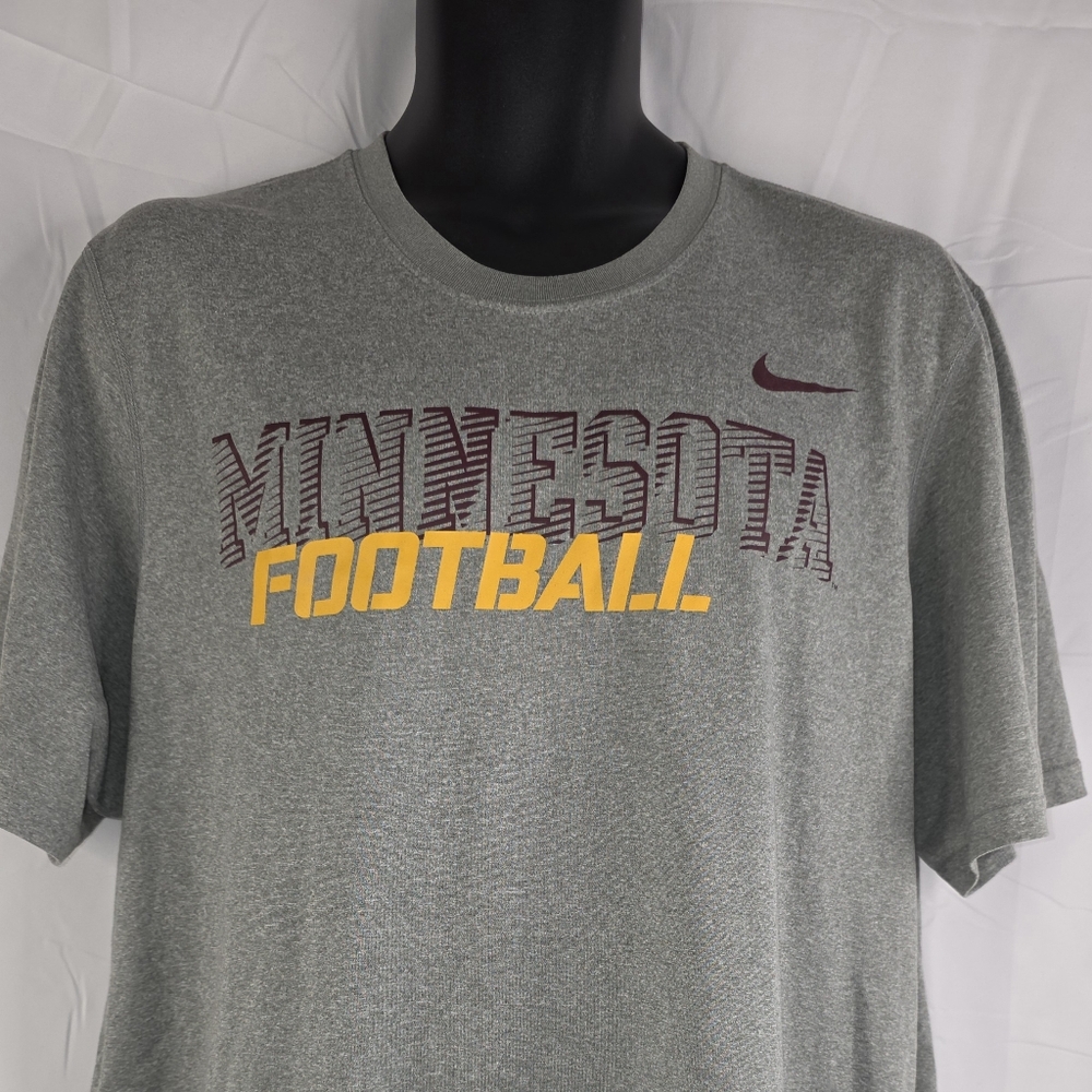 Nike Dri-Fit Minnesota Golden Gophers Football T-Shirt Gray Size Large C-1571